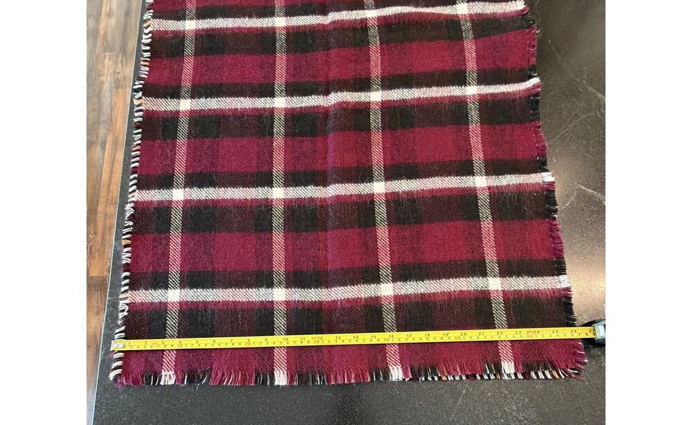 Collection 18 double sided maroon plaid and check scarf